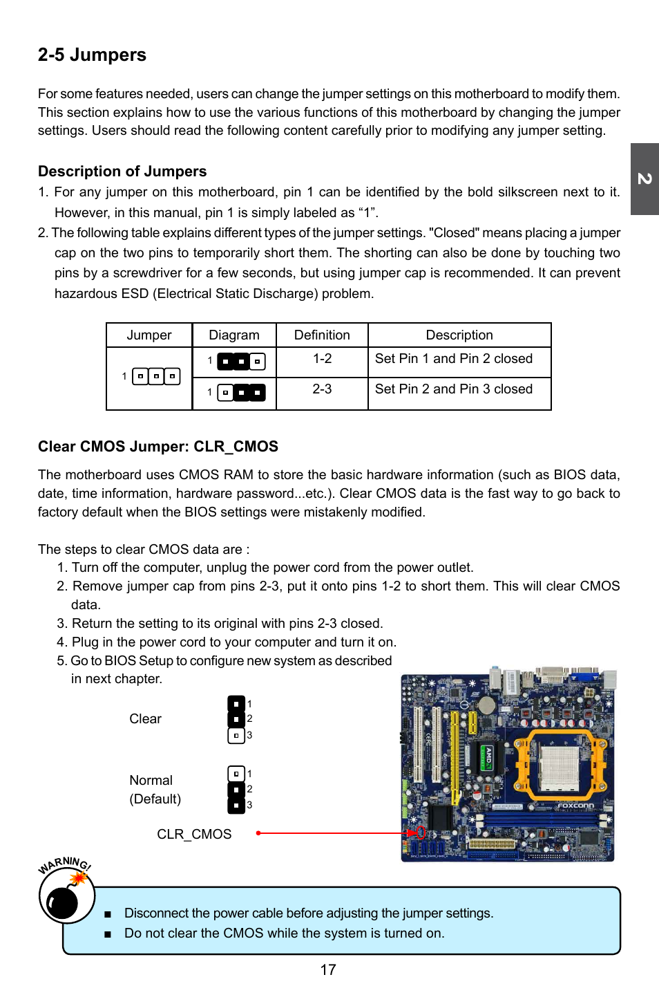 5 jumpers | Foxconn A74ML-K 3.0 User Manual | Page 24 / 105