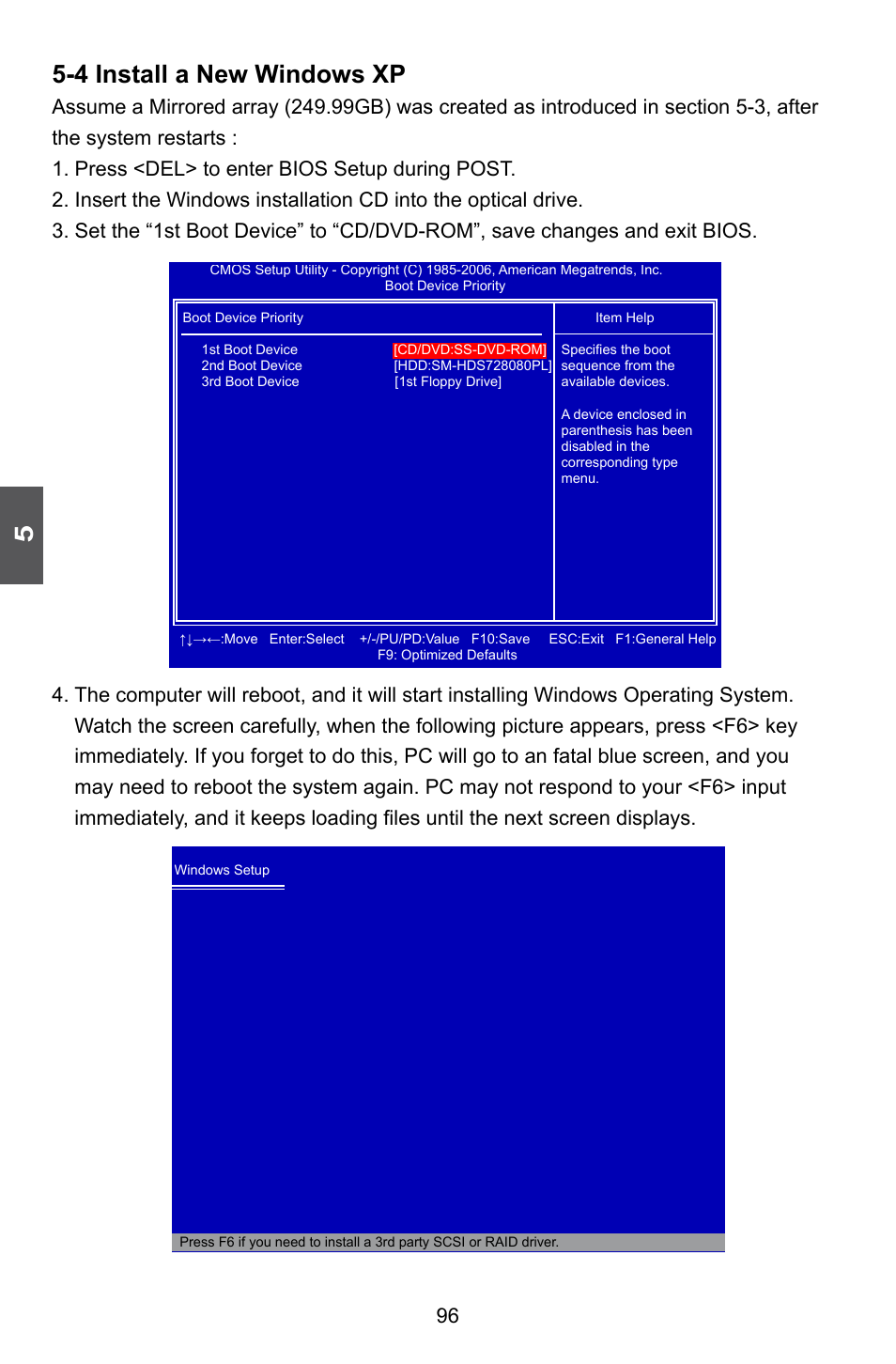 4 install a new windows xp | Foxconn A7DA 3.0 User Manual | Page 103 / 112