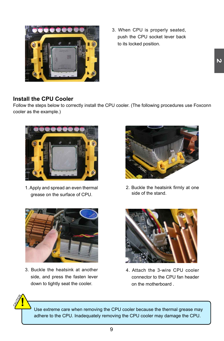 Install the cpu cooler | Foxconn A7DA 3.0 User Manual | Page 16 / 112