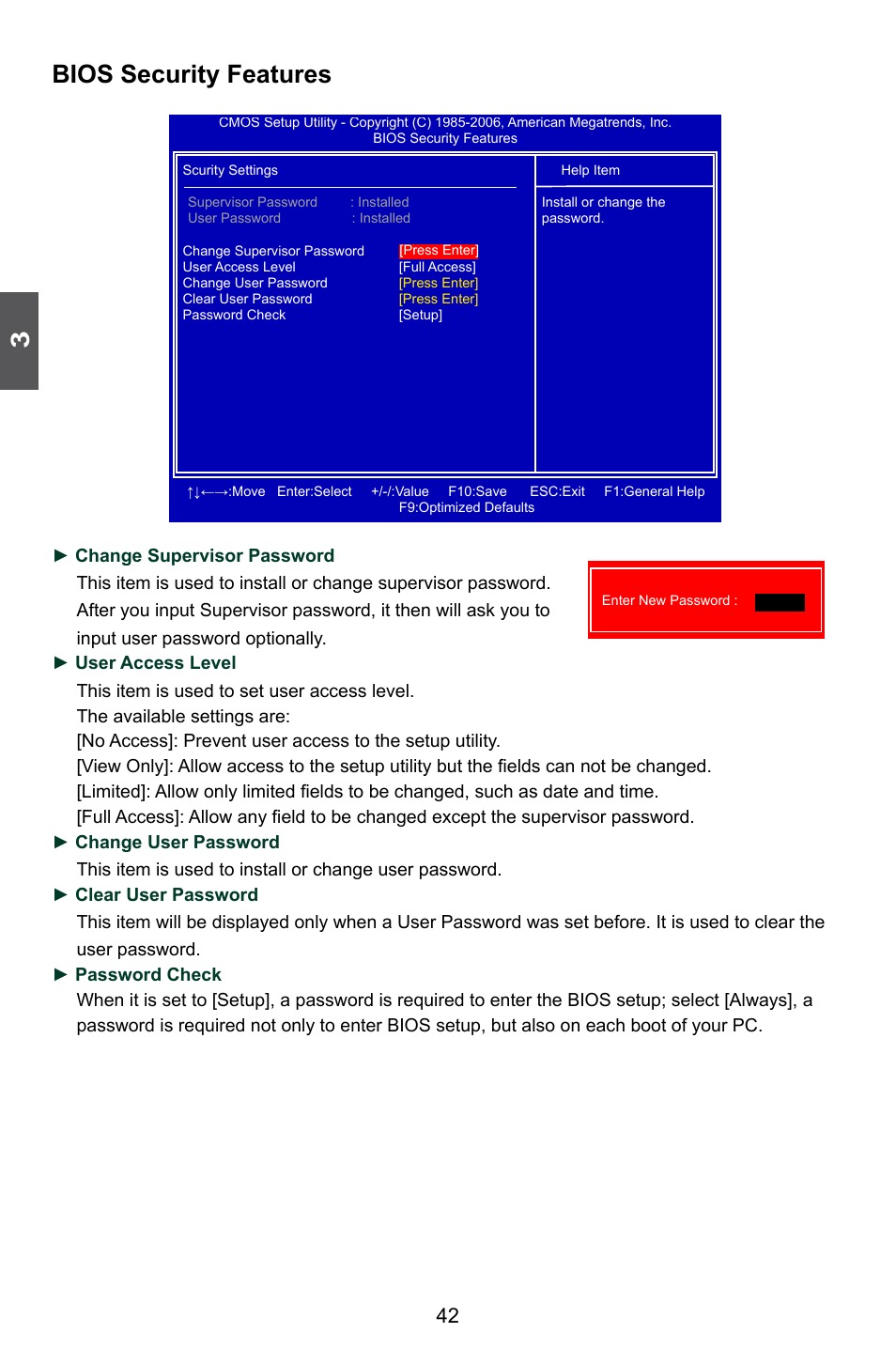 Bios security features | Foxconn A7DA 3.0 User Manual | Page 49 / 112