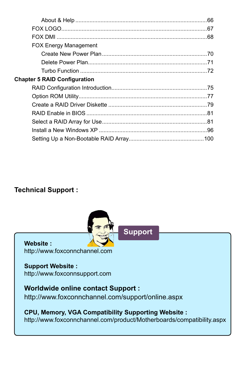 Support, Technical support | Foxconn A7DA 3.0 User Manual | Page 7 / 112