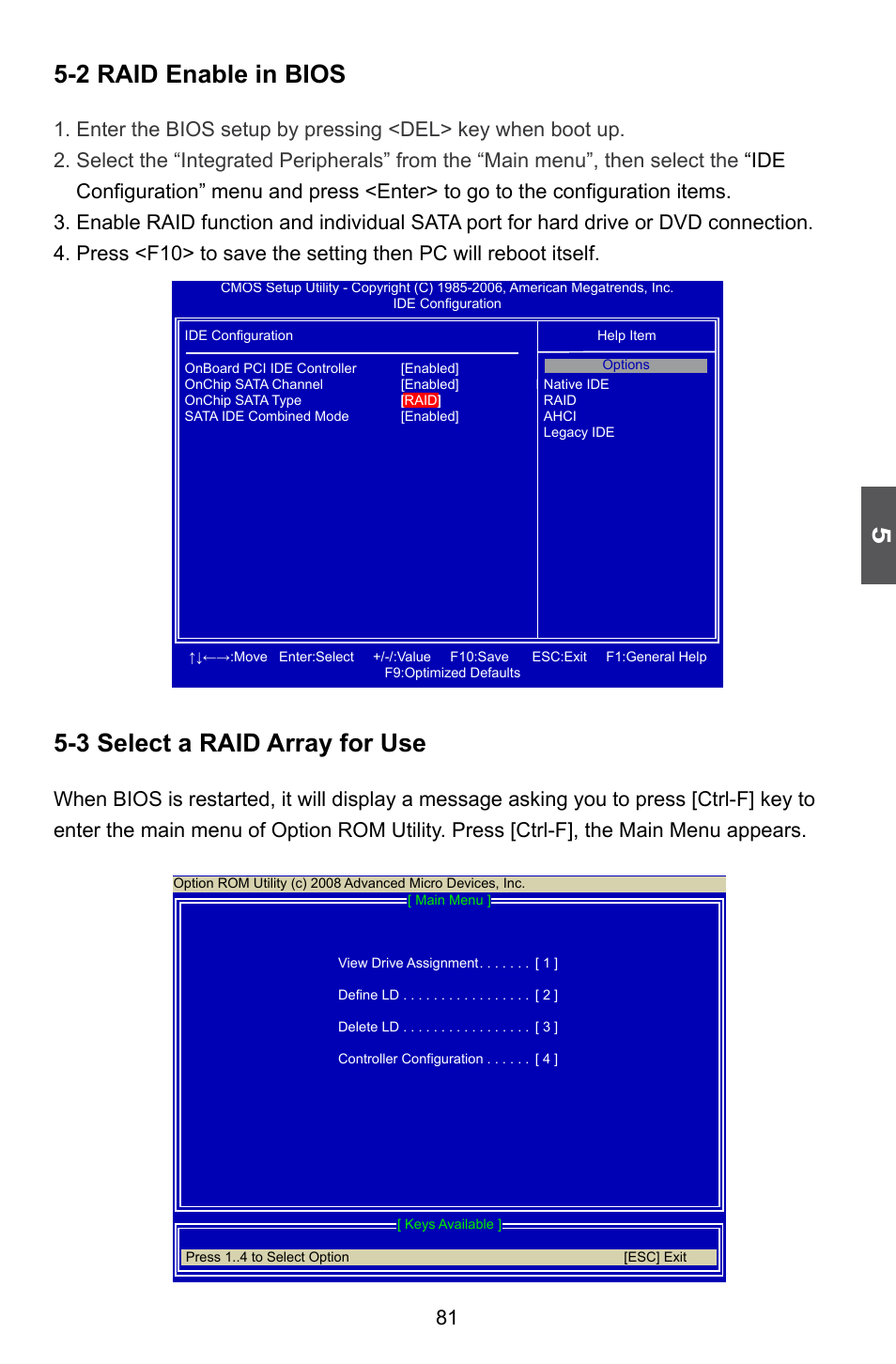 2 raid enable in bios, 3 select a raid array for use | Foxconn A7DA 3.0 User Manual | Page 88 / 112