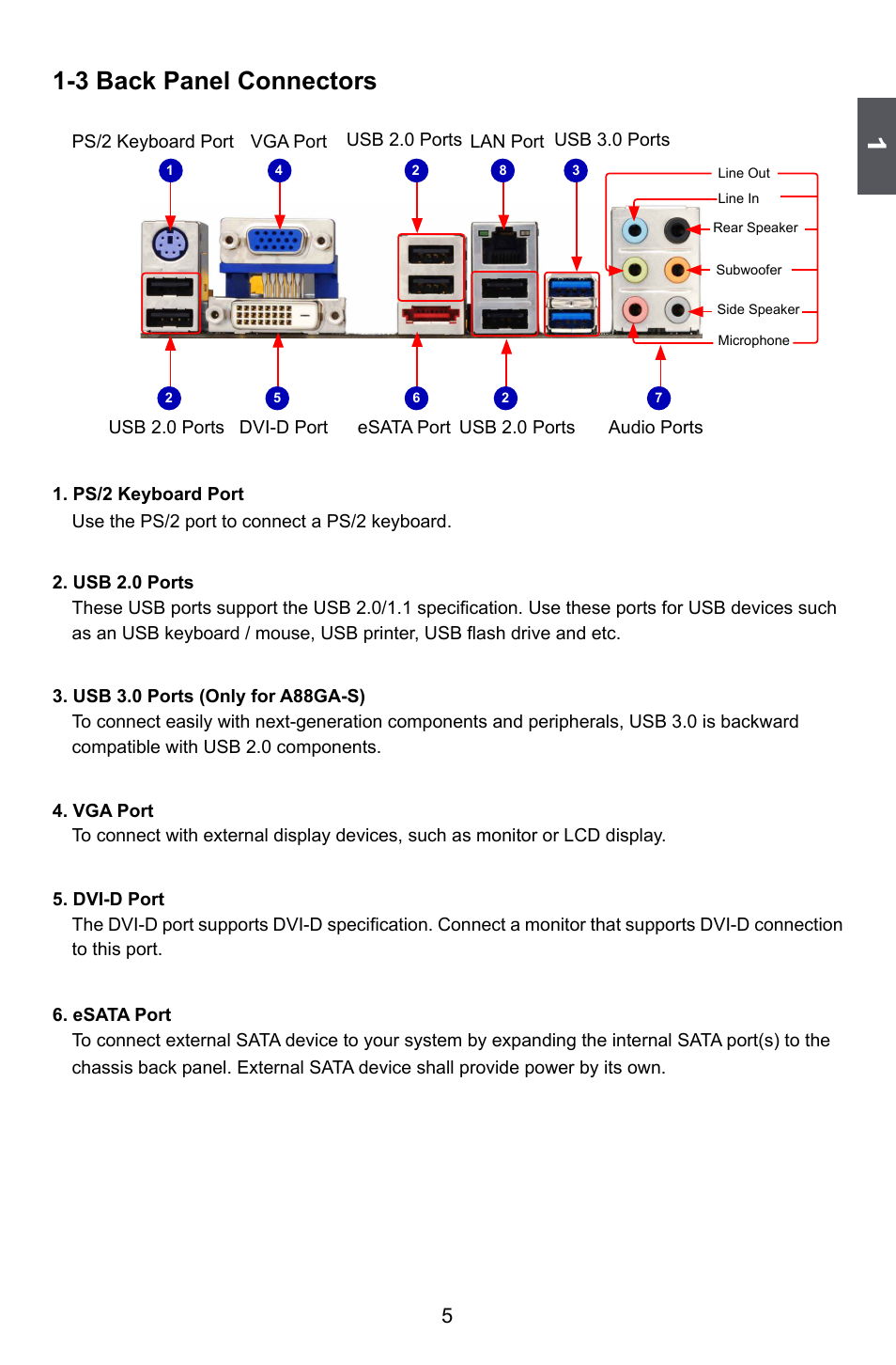 3 back panel connectors | Foxconn A88GA User Manual | Page 12 / 54