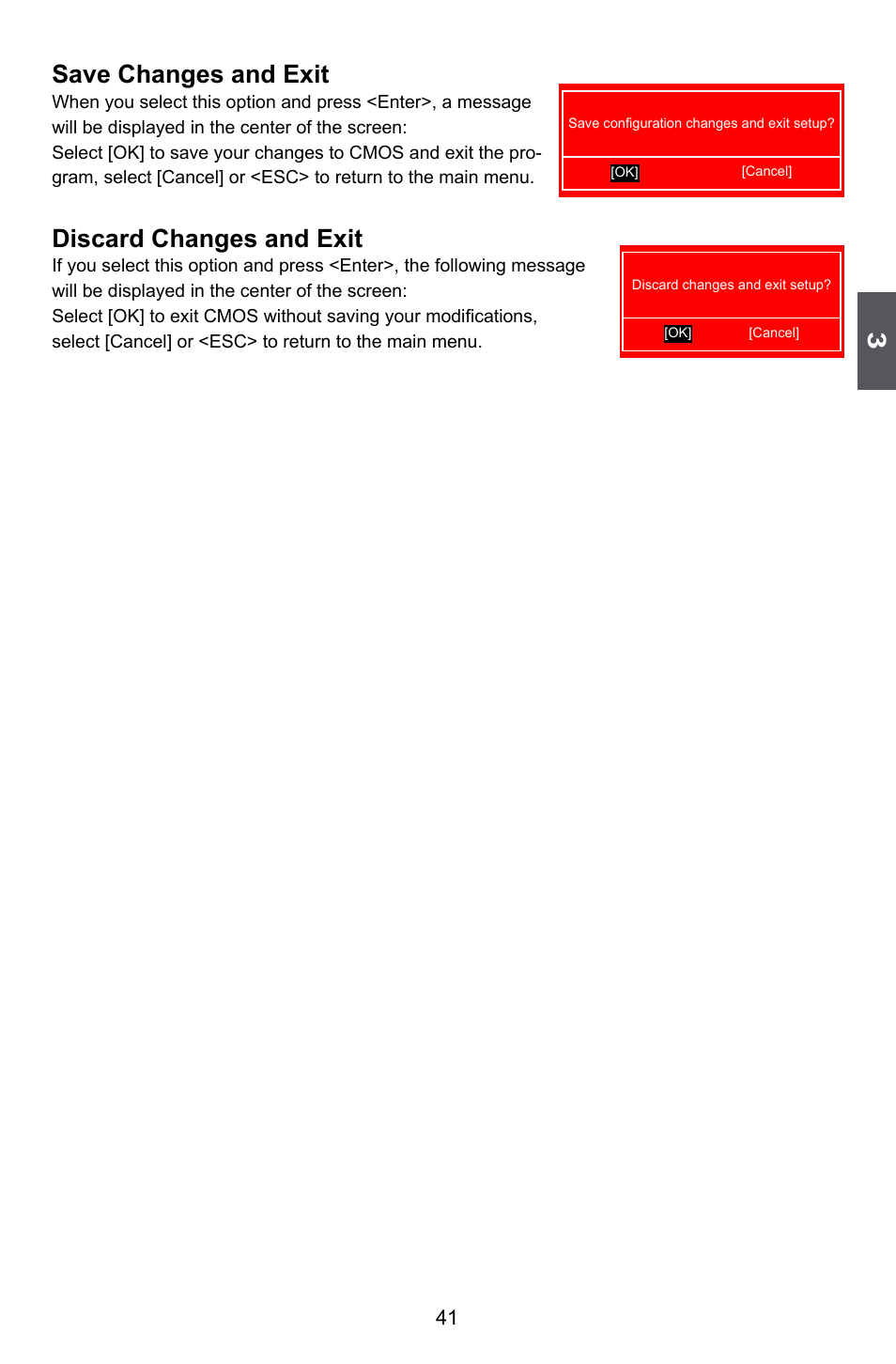 Save changes and exit, Discard changes and exit | Foxconn A88GA User Manual | Page 48 / 54