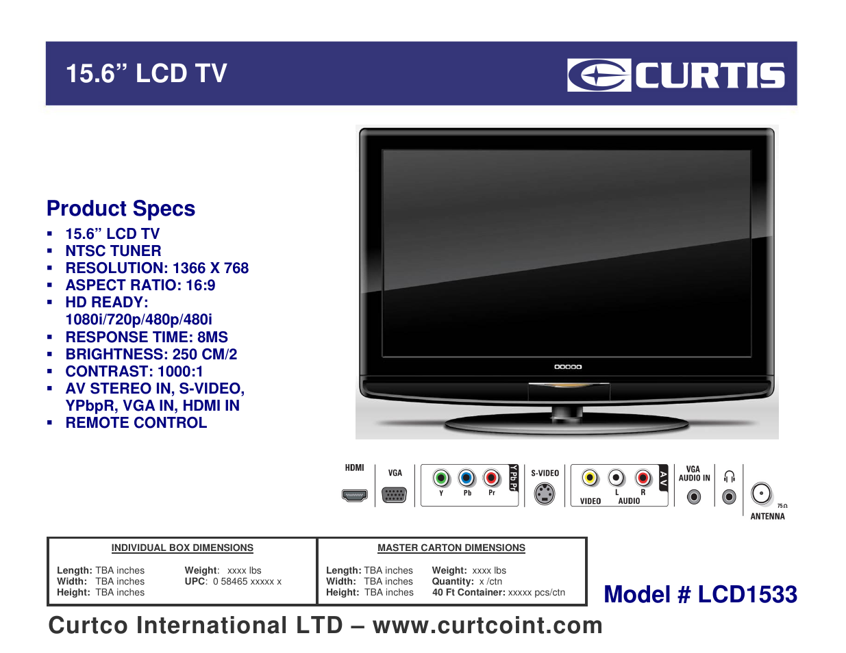 Curtis LCD1533 User Manual | 1 page