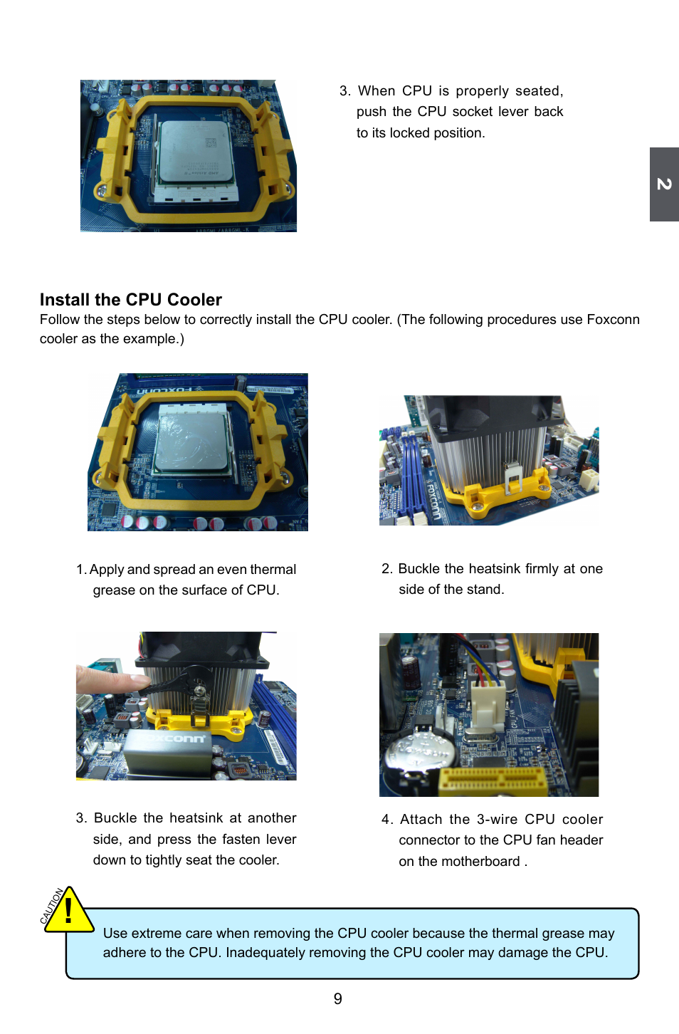Install the cpu cooler | Foxconn A88GML User Manual | Page 16 / 101
