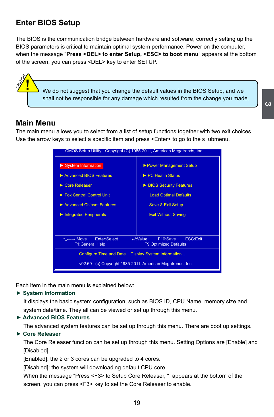 Enter bios setup, Main menu | Foxconn A88GML User Manual | Page 26 / 101