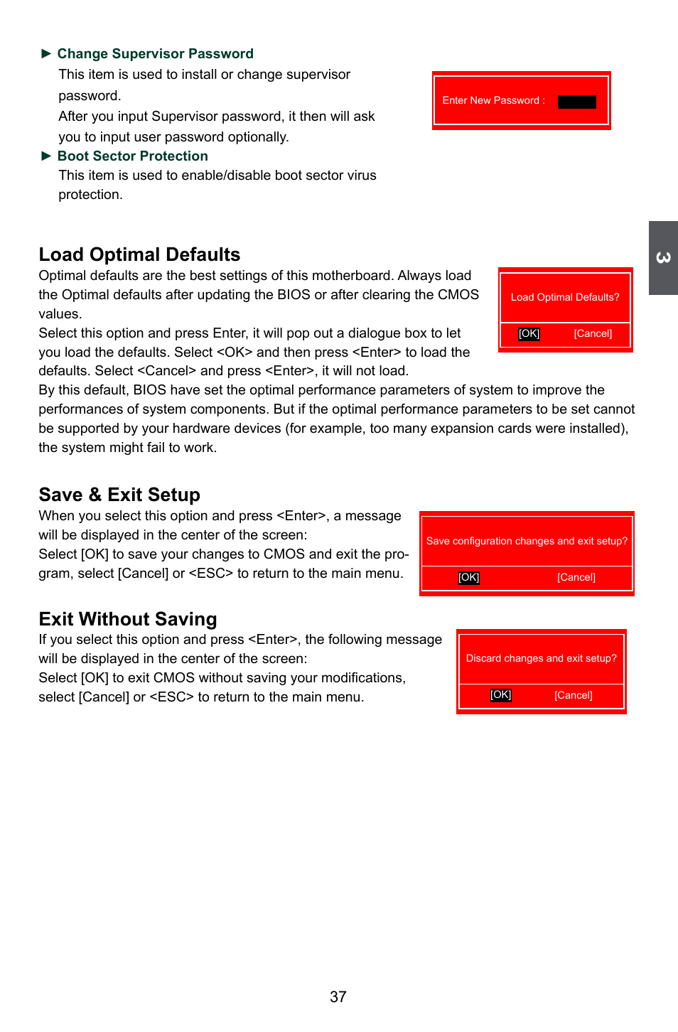 Load optimal defaults, Save & exit setup, Exit without saving | Foxconn A88GML User Manual | Page 44 / 101