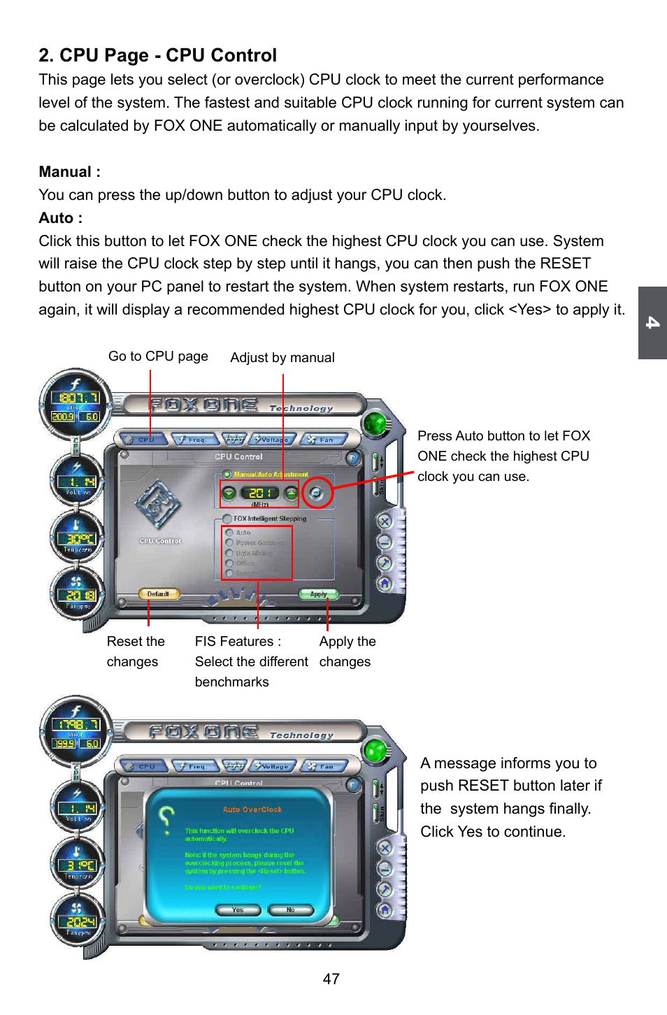 Cpu page - cpu control | Foxconn A88GML User Manual | Page 54 / 101