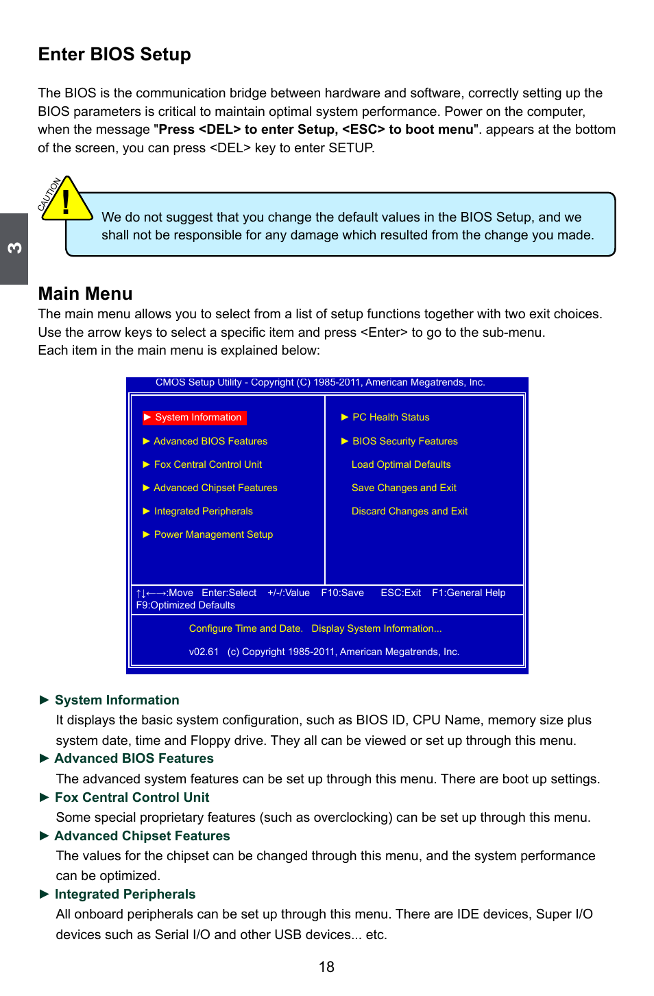 Enter bios setup, Main menu | Foxconn M61PML User Manual | Page 25 / 101