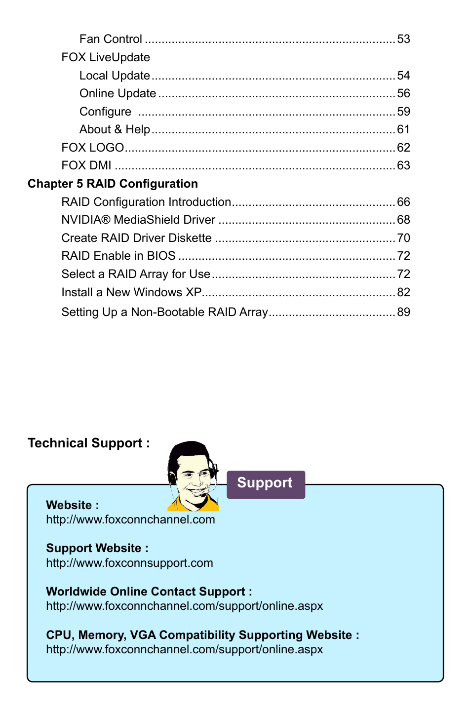 Support | Foxconn M61PML User Manual | Page 7 / 101