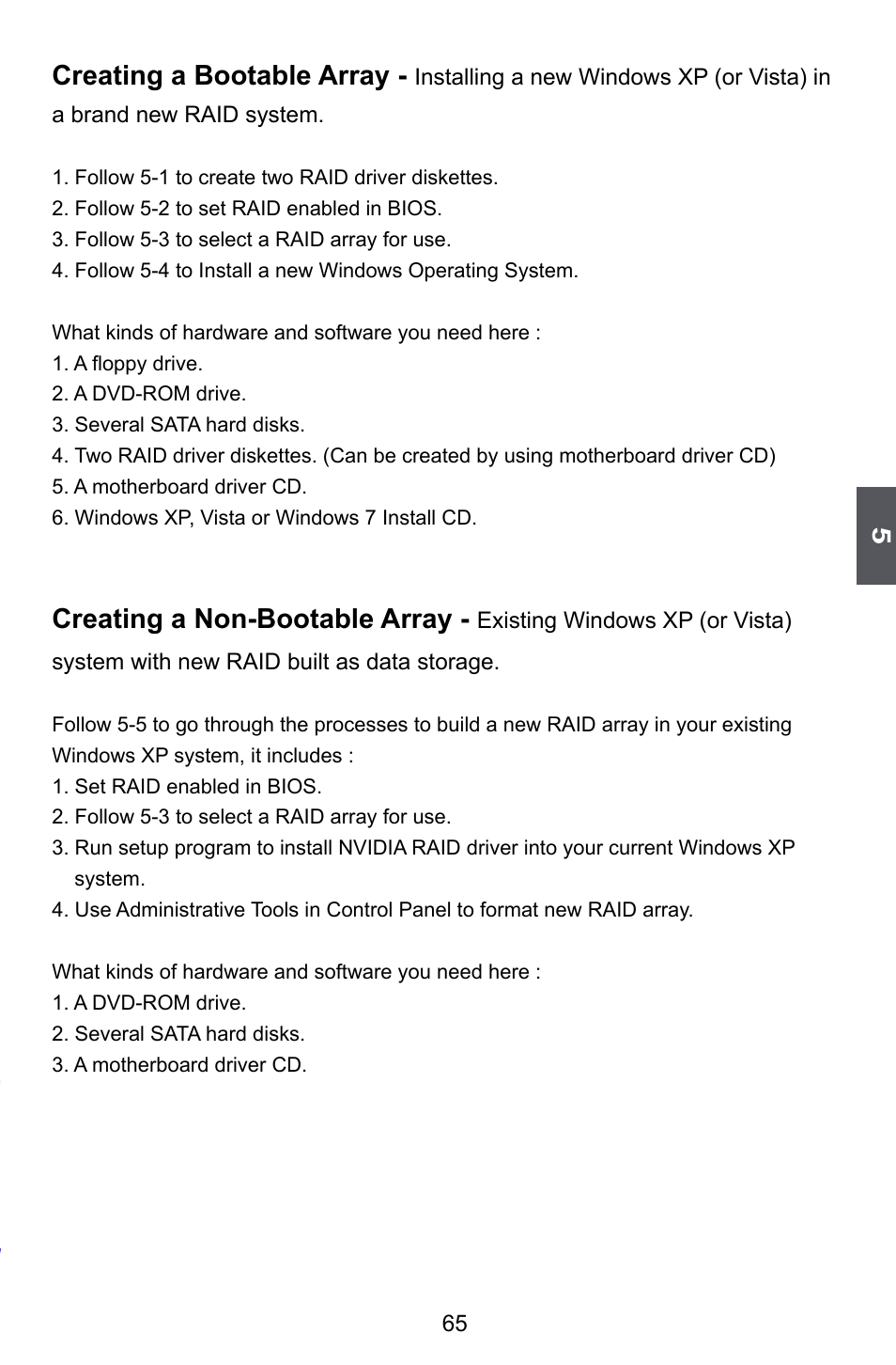 Creating a bootable array, Creating a non-bootable array | Foxconn M61PML User Manual | Page 72 / 101