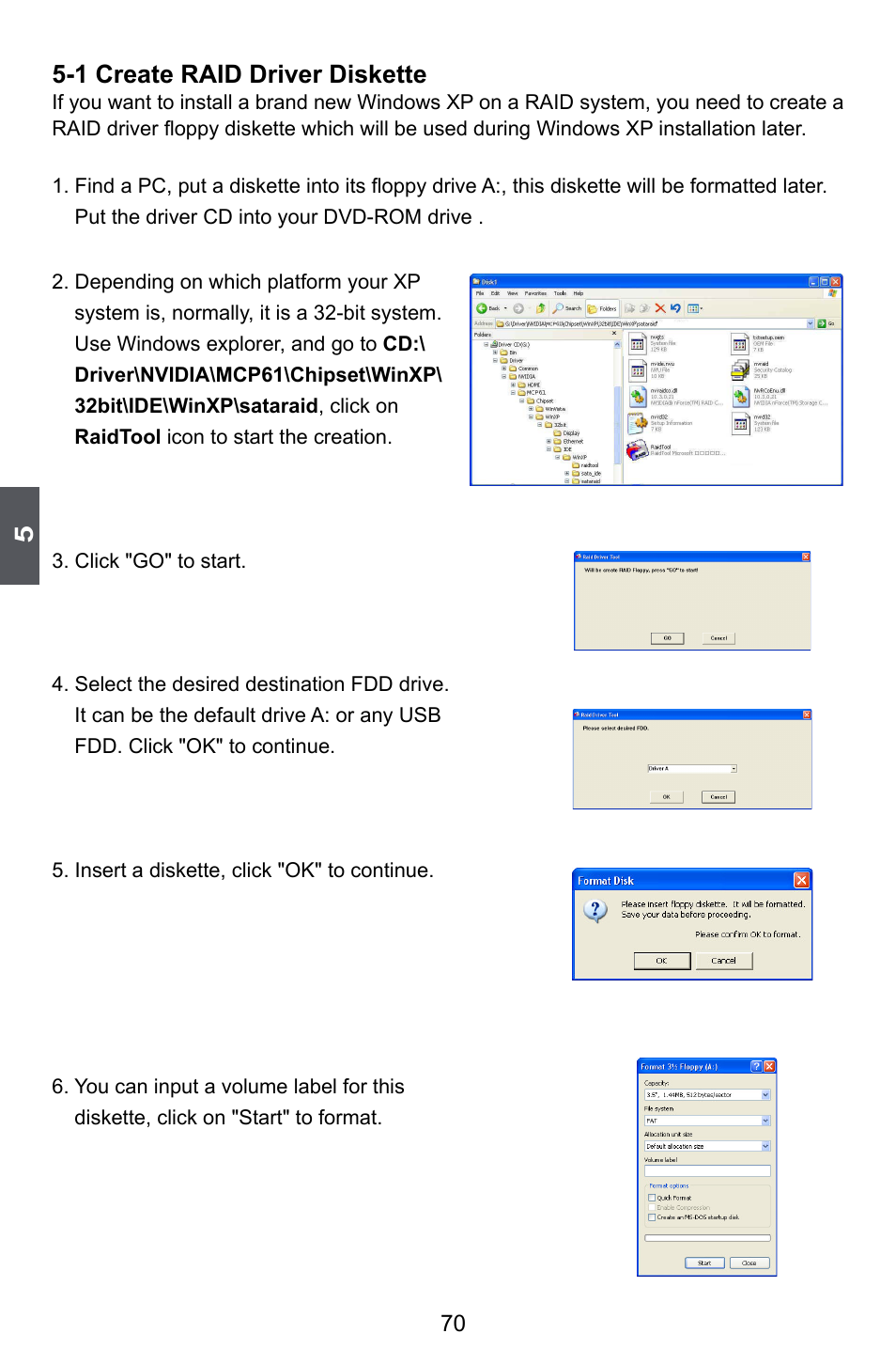 1 create raid driver diskette | Foxconn M61PML User Manual | Page 77 / 101