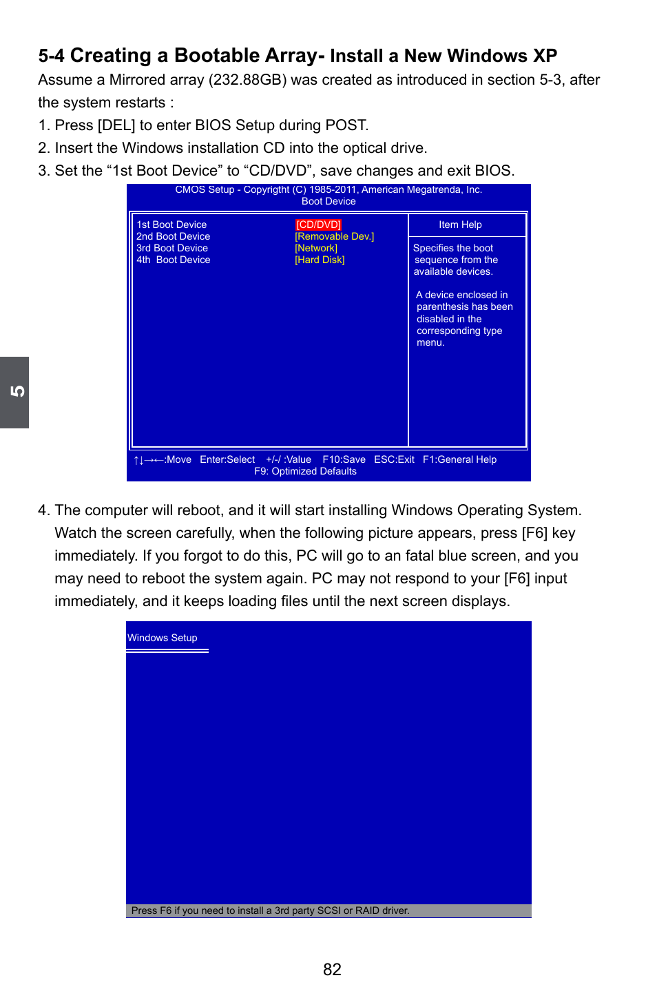 Creating a bootable array, Install a new windows xp | Foxconn M61PML User Manual | Page 89 / 101
