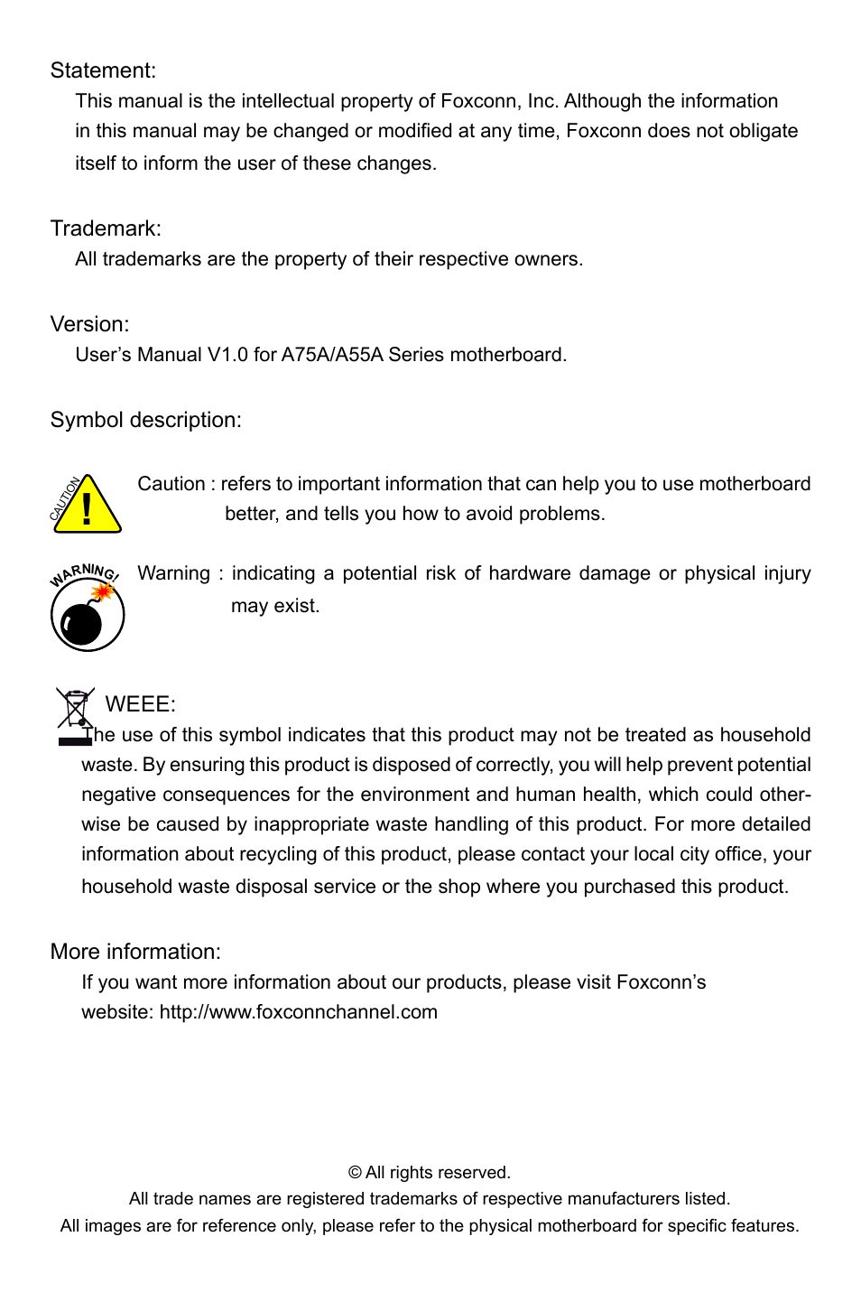 Foxconn A55A User Manual | Page 2 / 103