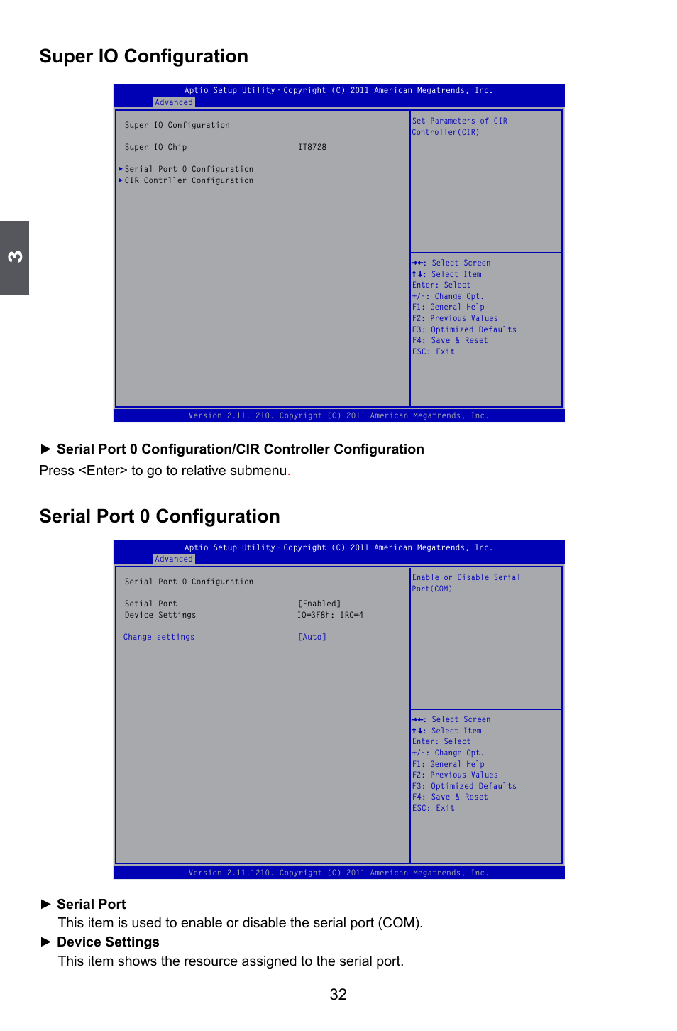 Super io configuration, Serial port 0 configuration | Foxconn A55A User Manual | Page 39 / 103