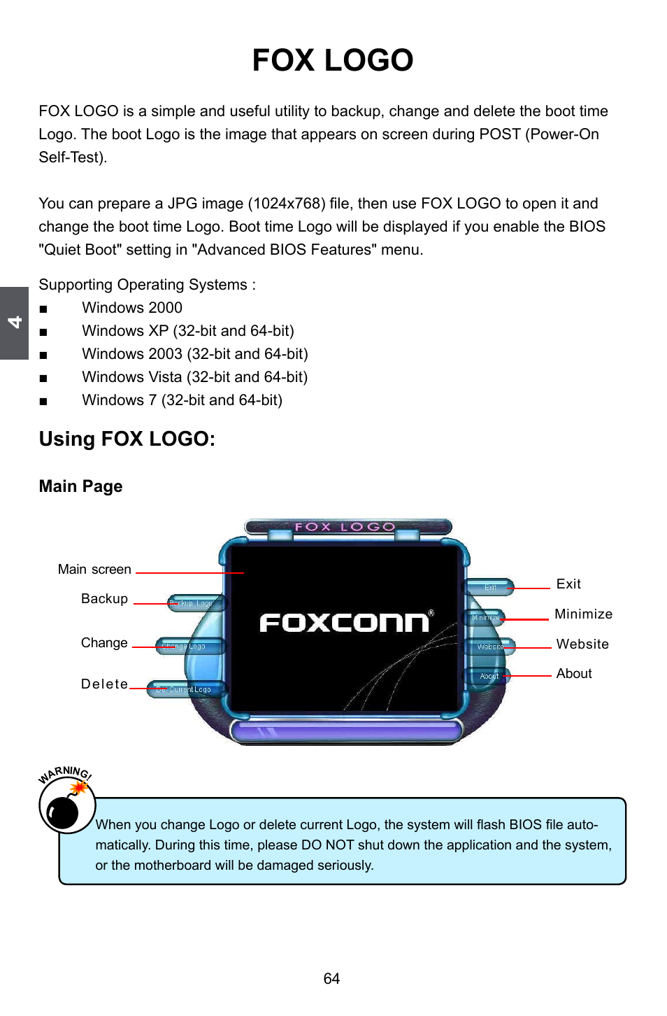 Fox logo, Using fox logo | Foxconn A55A User Manual | Page 71 / 103
