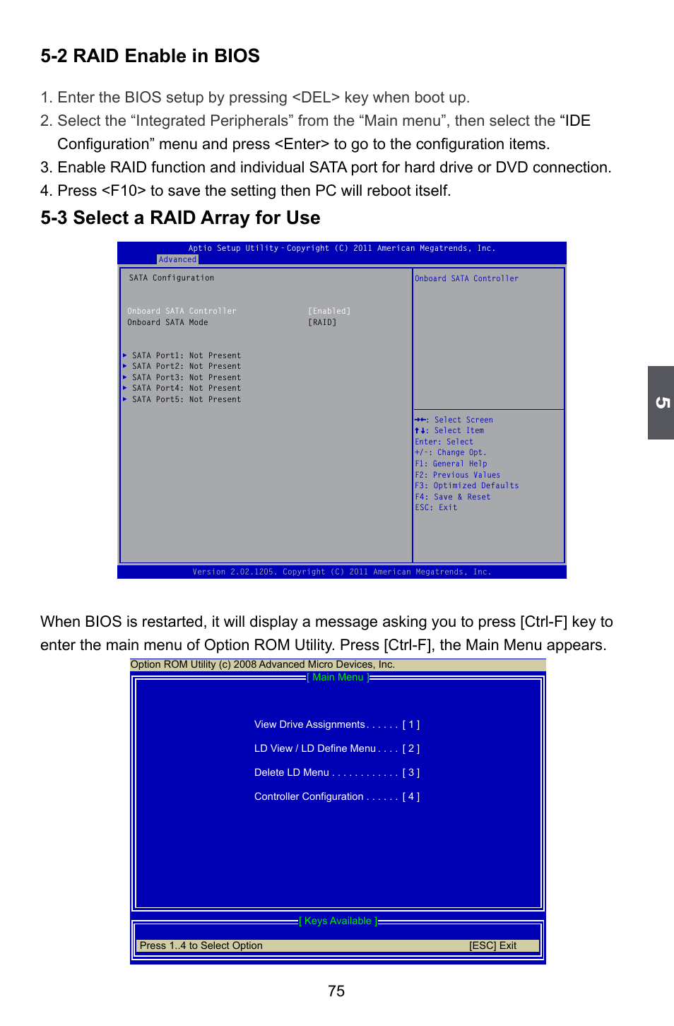 2 raid enable in bios, 3 select a raid array for use | Foxconn A55A User Manual | Page 82 / 103