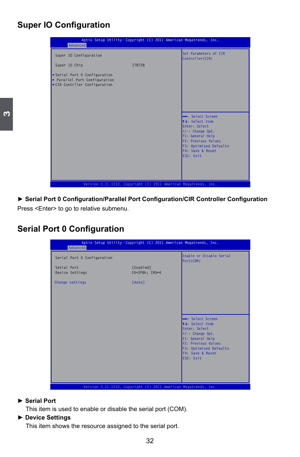 Super io configuration, Serial port 0 configuration | Foxconn A55M User Manual | Page 39 / 104