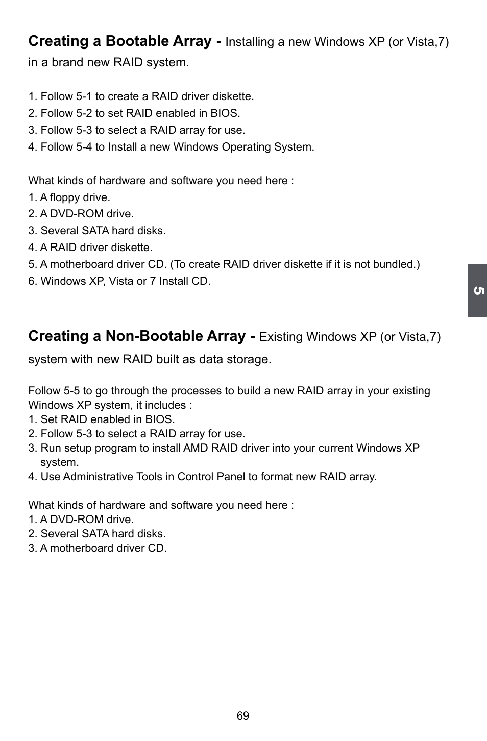 Creating a bootable array, Creating a non-bootable array | Foxconn A55M User Manual | Page 76 / 104