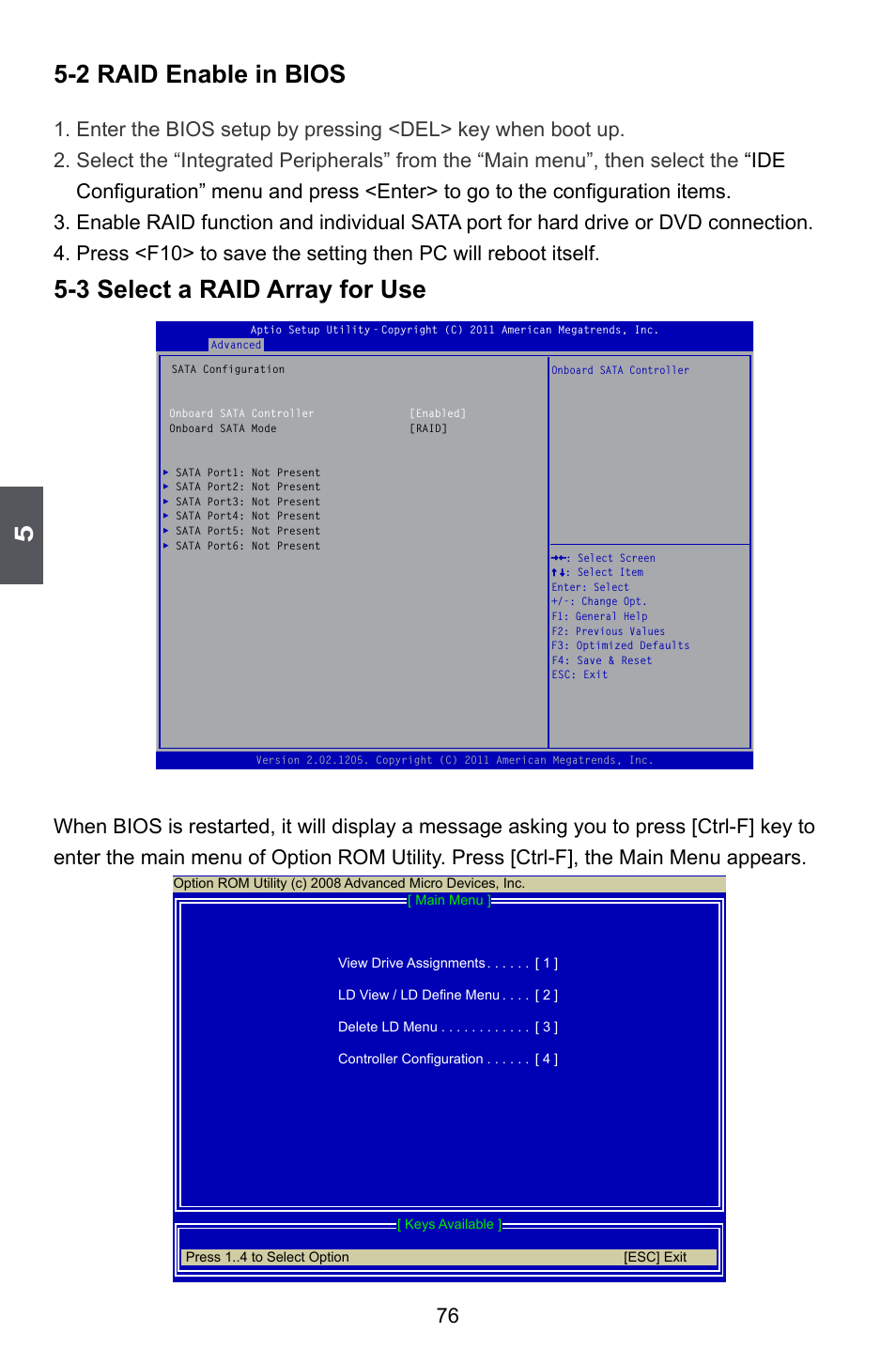 2 raid enable in bios, 3 select a raid array for use | Foxconn A55M User Manual | Page 83 / 104