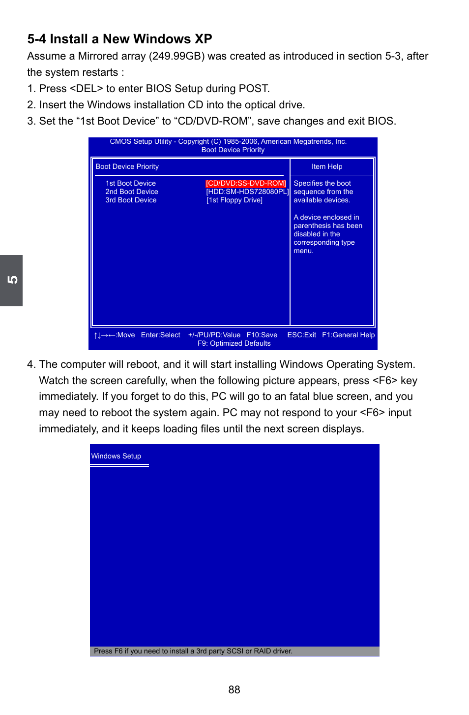 4 install a new windows xp | Foxconn A55M User Manual | Page 95 / 104