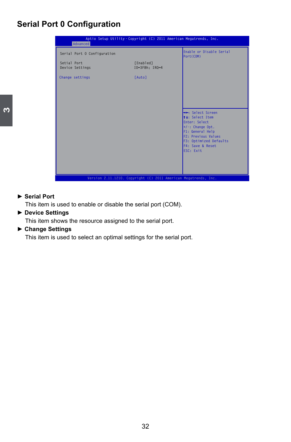 Serial port 0 configuration | Foxconn A55MX User Manual | Page 39 / 102