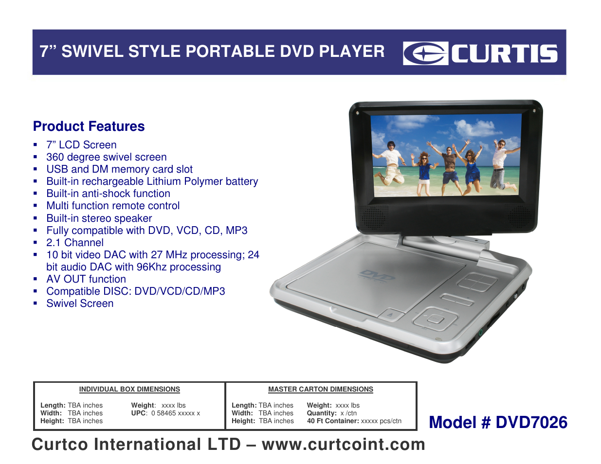 Curtis DVD7026 User Manual | 1 page