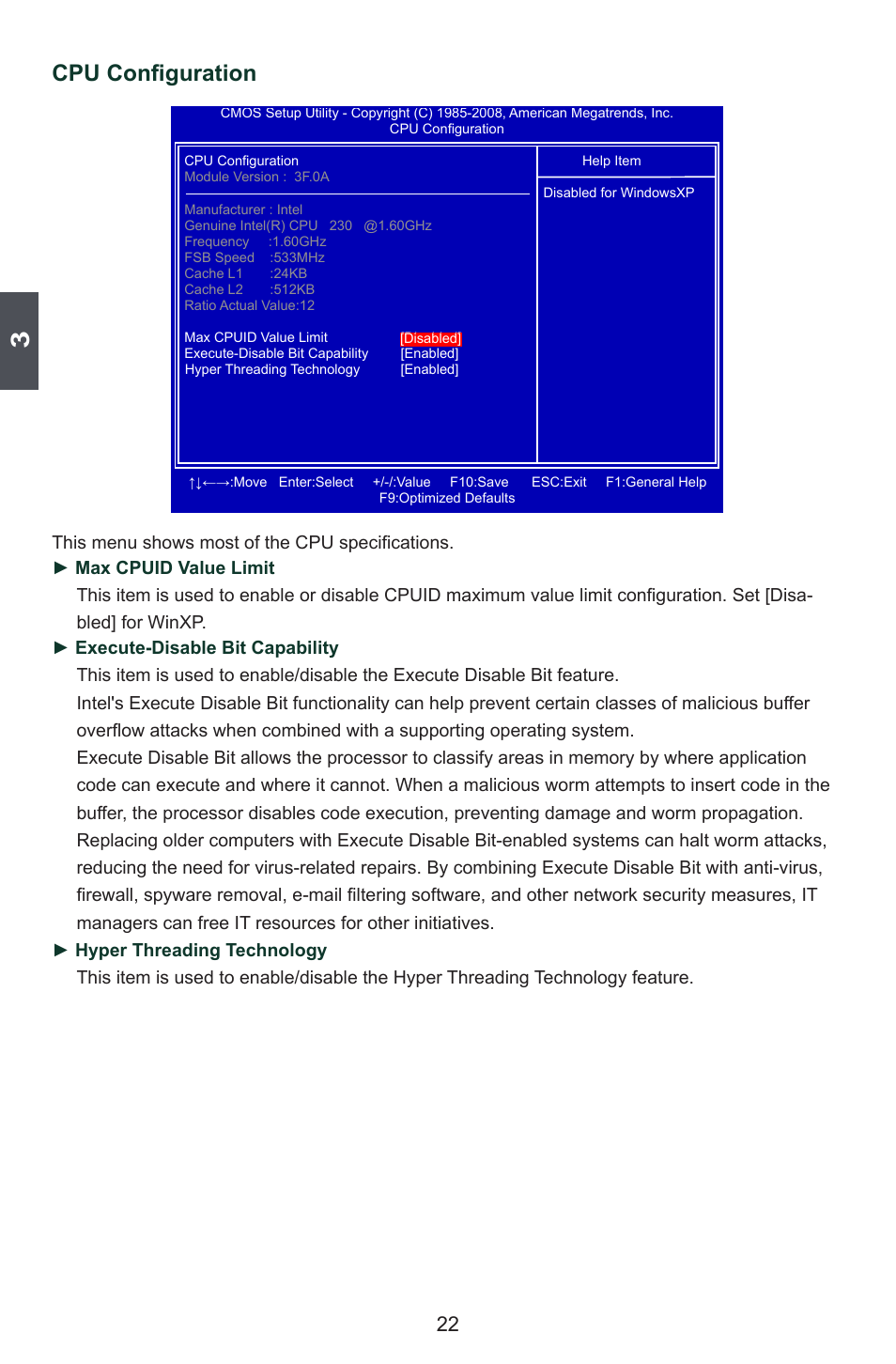 Cpu configuration | Foxconn 45CSX User Manual | Page 29 / 65