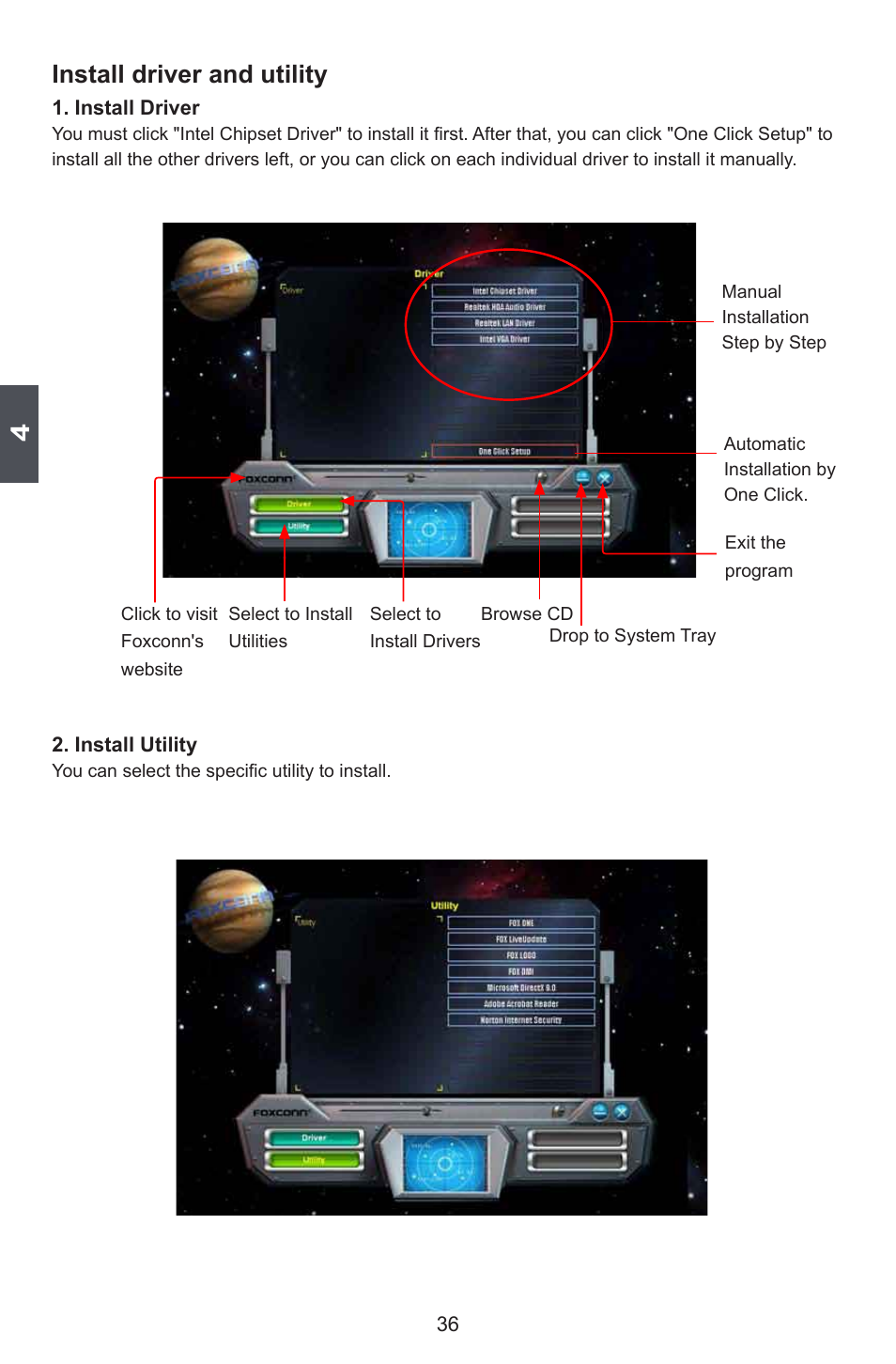 Install driver and utility | Foxconn 45CSX User Manual | Page 43 / 65