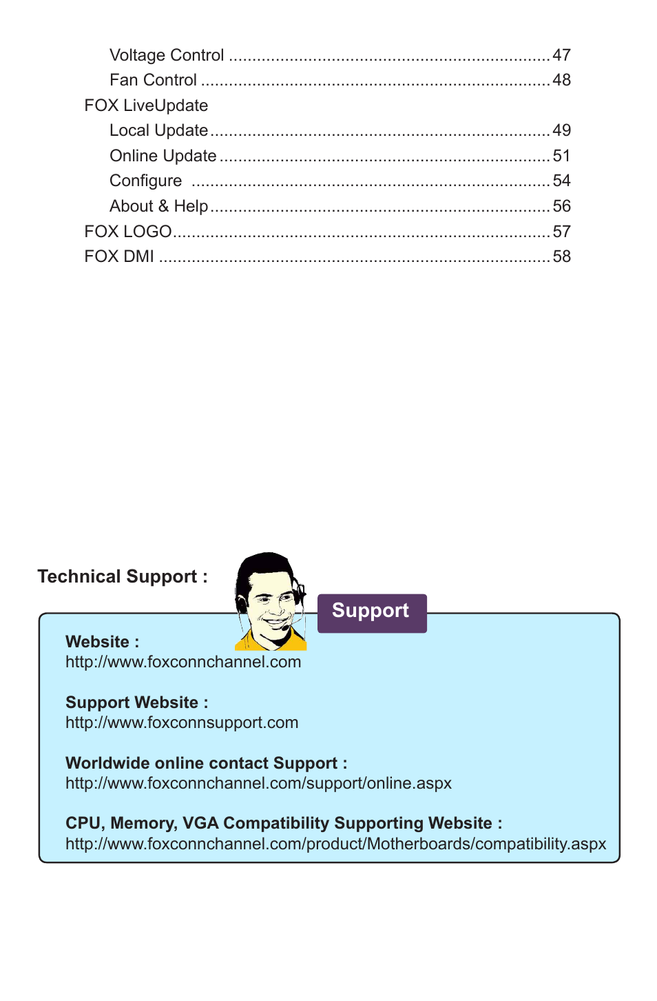 Support | Foxconn 45CSX User Manual | Page 7 / 65