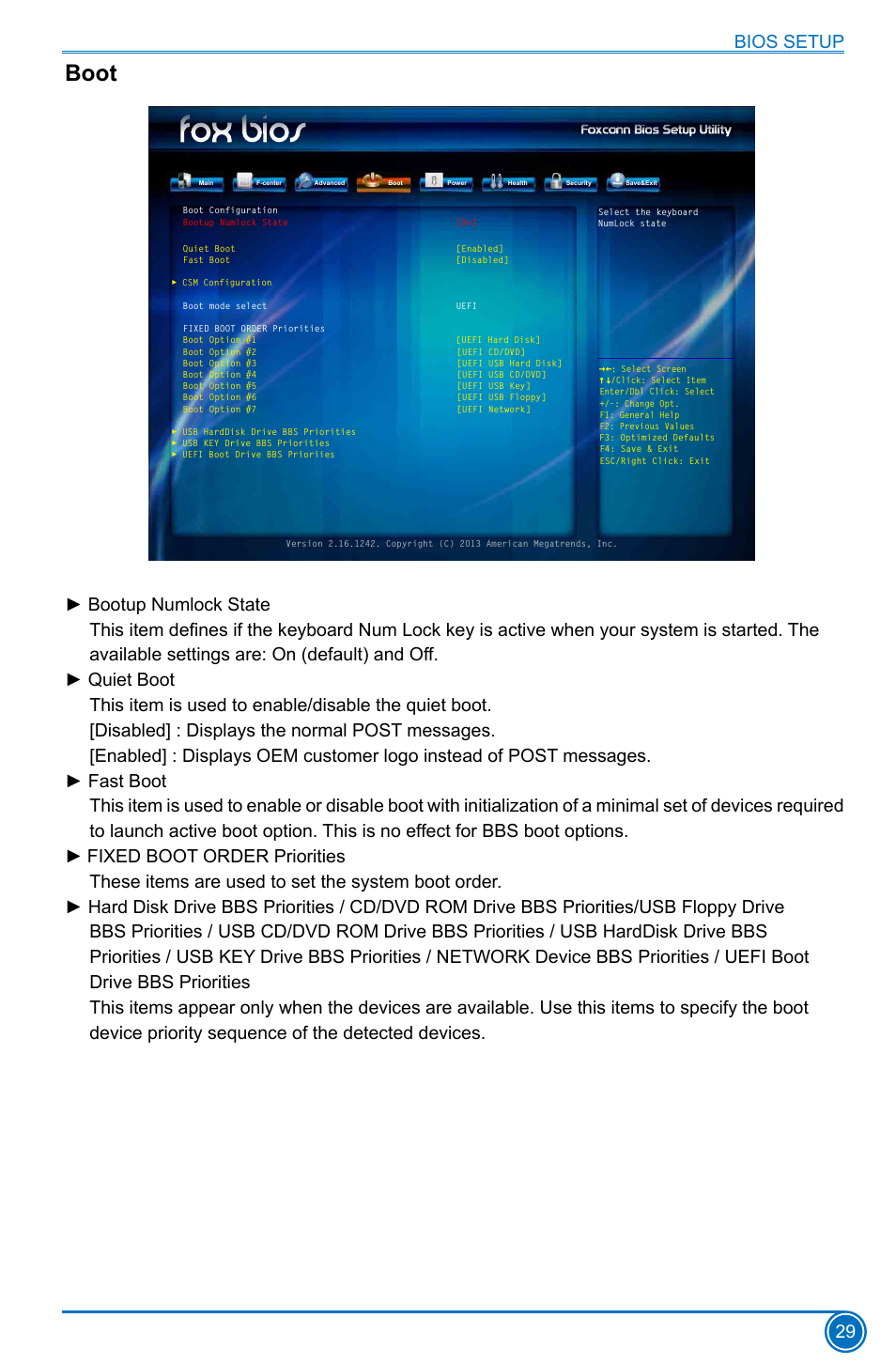 Boot, Bios setup 29 | Foxconn D180S User Manual | Page 36 / 65