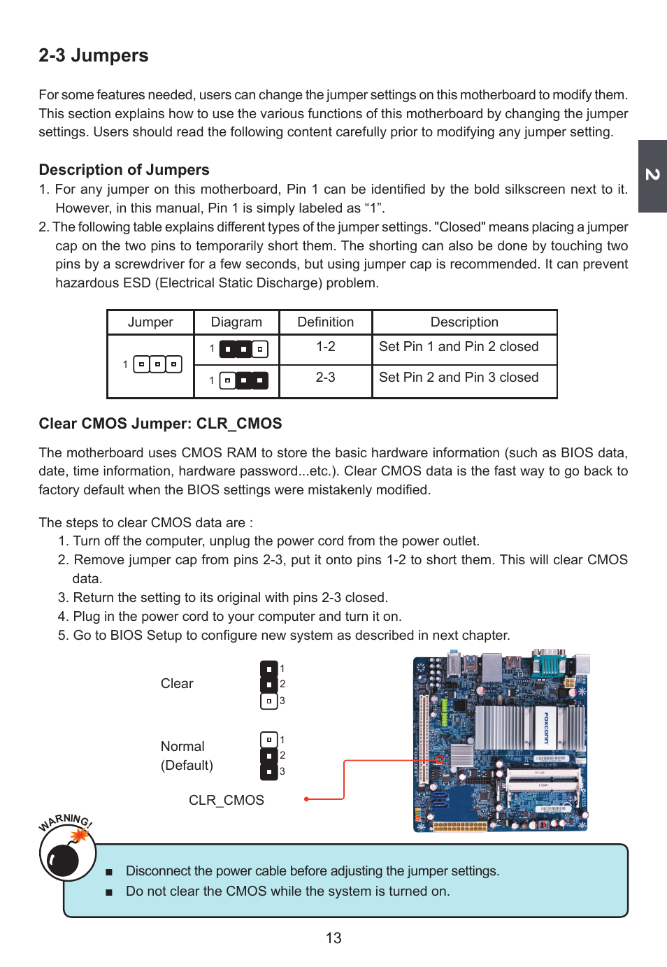 3 jumpers | Foxconn D250S User Manual | Page 20 / 65