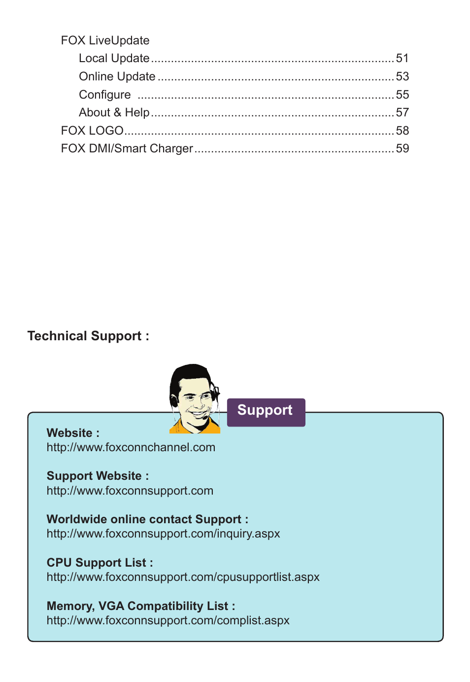 Support | Foxconn D250S User Manual | Page 7 / 65