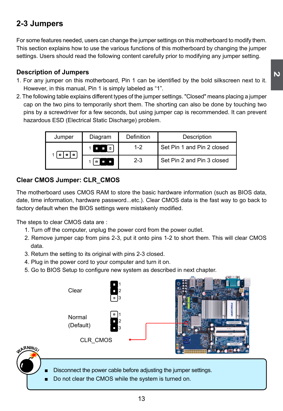 3 jumpers | Foxconn D255 User Manual | Page 20 / 65