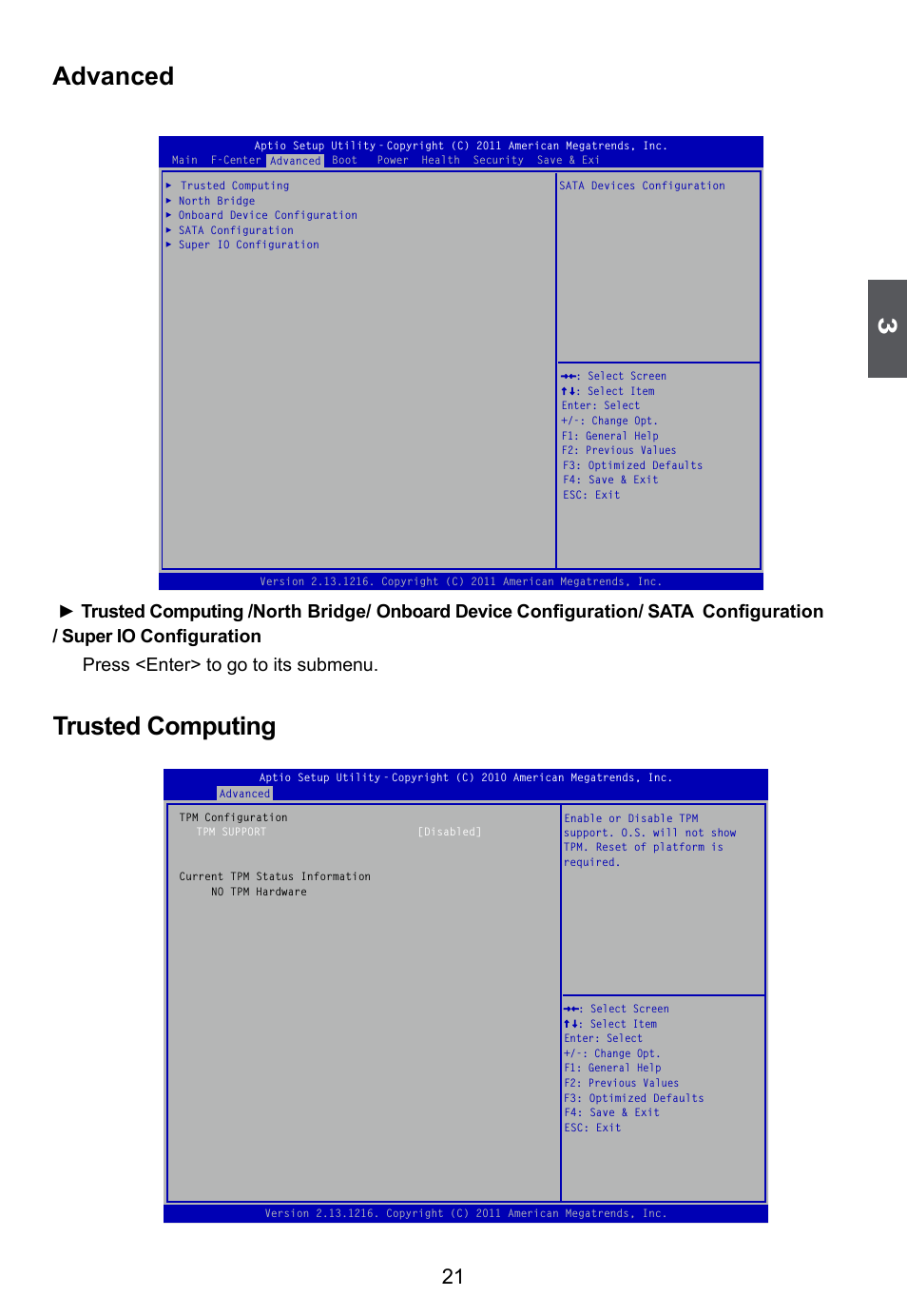 Advanced, Trusted computing | Foxconn D255 User Manual | Page 28 / 65