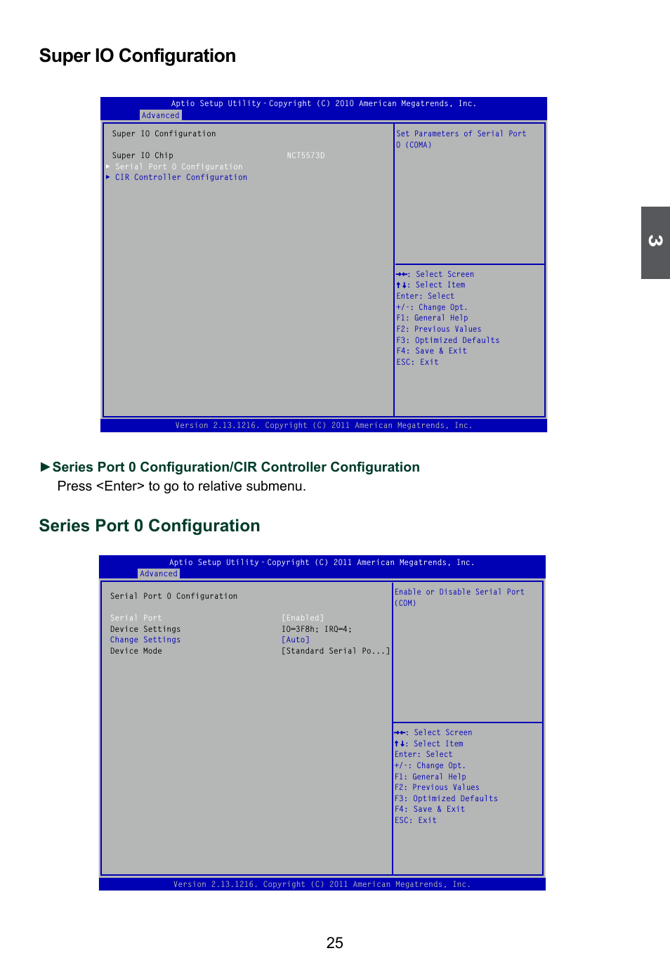 Super io configuration, Series port 0 configuration | Foxconn D255 User Manual | Page 32 / 65