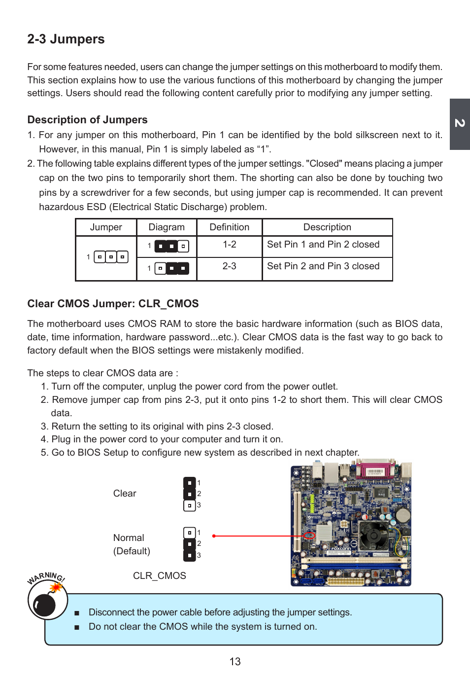 3 jumpers | Foxconn D42S User Manual | Page 20 / 68