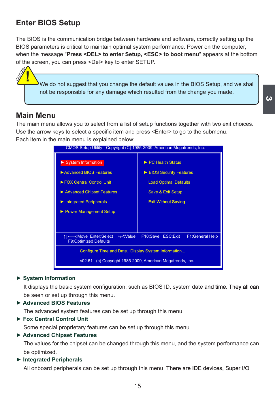 Enter bios setup, Main menu | Foxconn D42S User Manual | Page 22 / 68