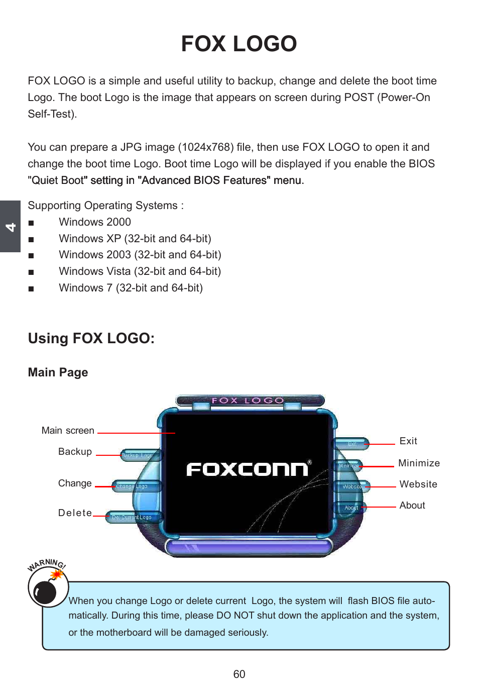 Fox logo, Using fox logo | Foxconn D42S User Manual | Page 67 / 68