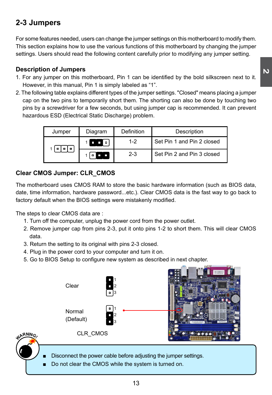 3 jumpers | Foxconn D42S 3.0 User Manual | Page 20 / 43