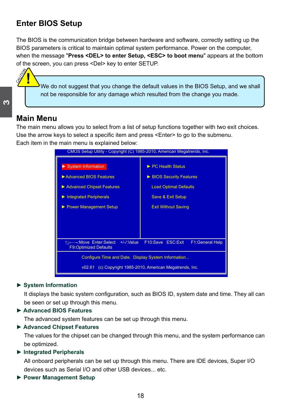 Enter bios setup, Main menu | Foxconn D42S 3.0 User Manual | Page 25 / 43