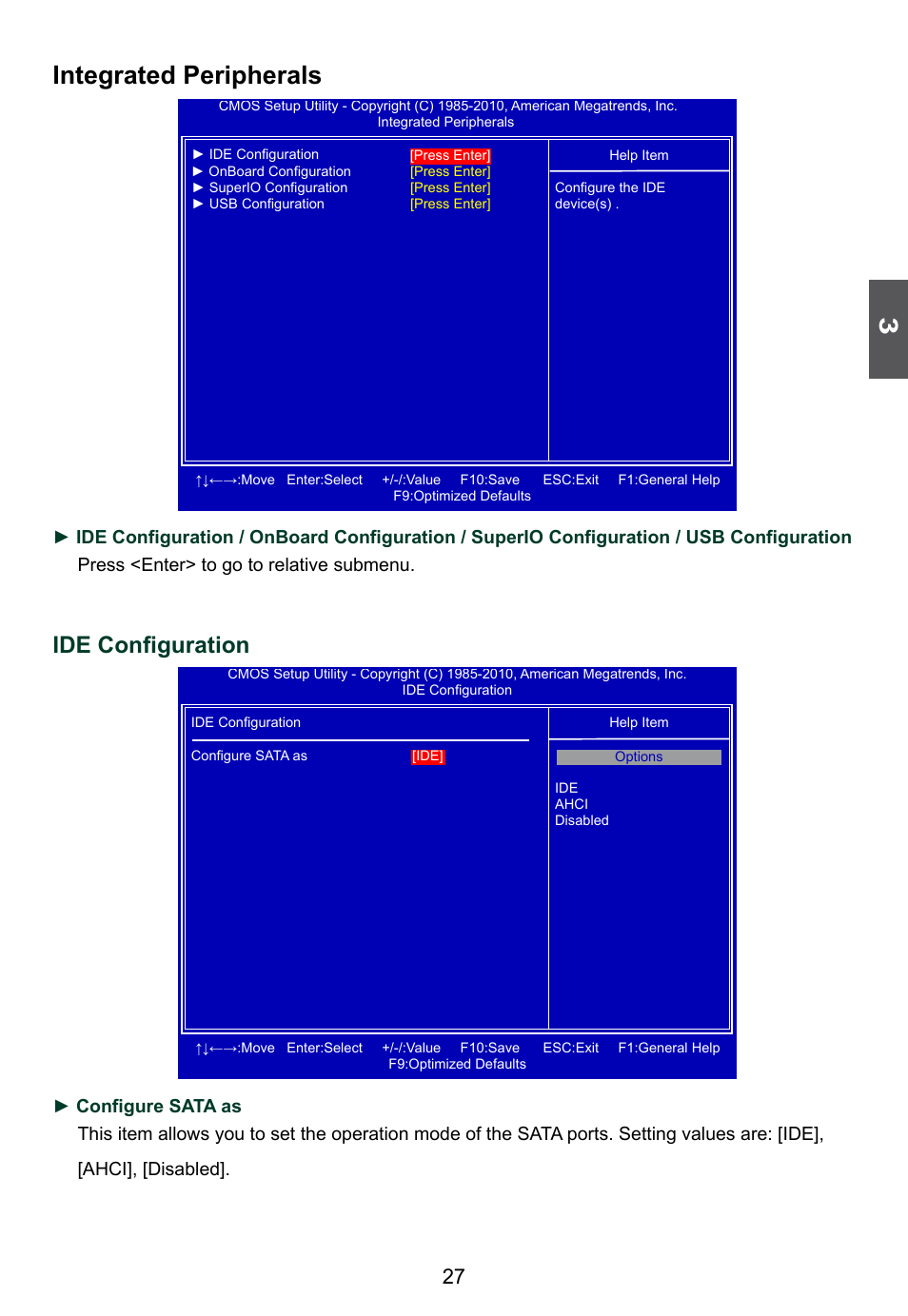 Integrated peripherals, Ide configuration | Foxconn D42S 3.0 User Manual | Page 34 / 43