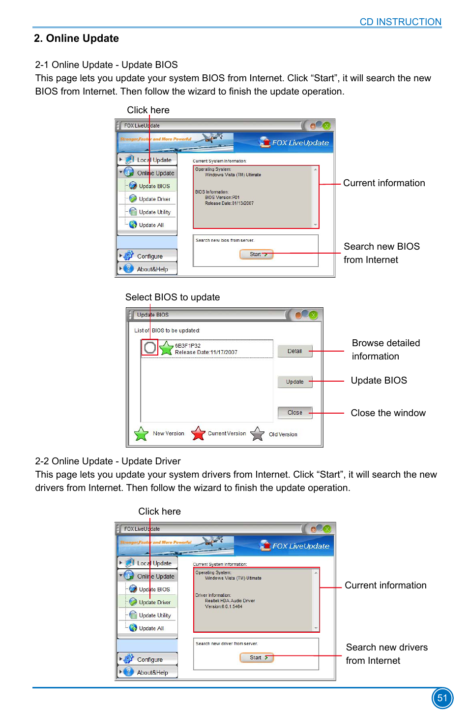 Online update | Foxconn D70S Series User Manual | Page 58 / 65