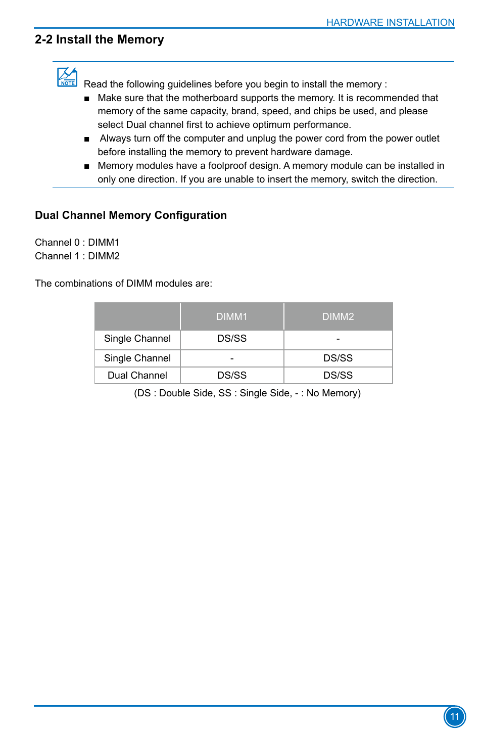 2 install the memory, Dual channel memory configuration | Foxconn H81MXV Series User Manual | Page 18 / 64