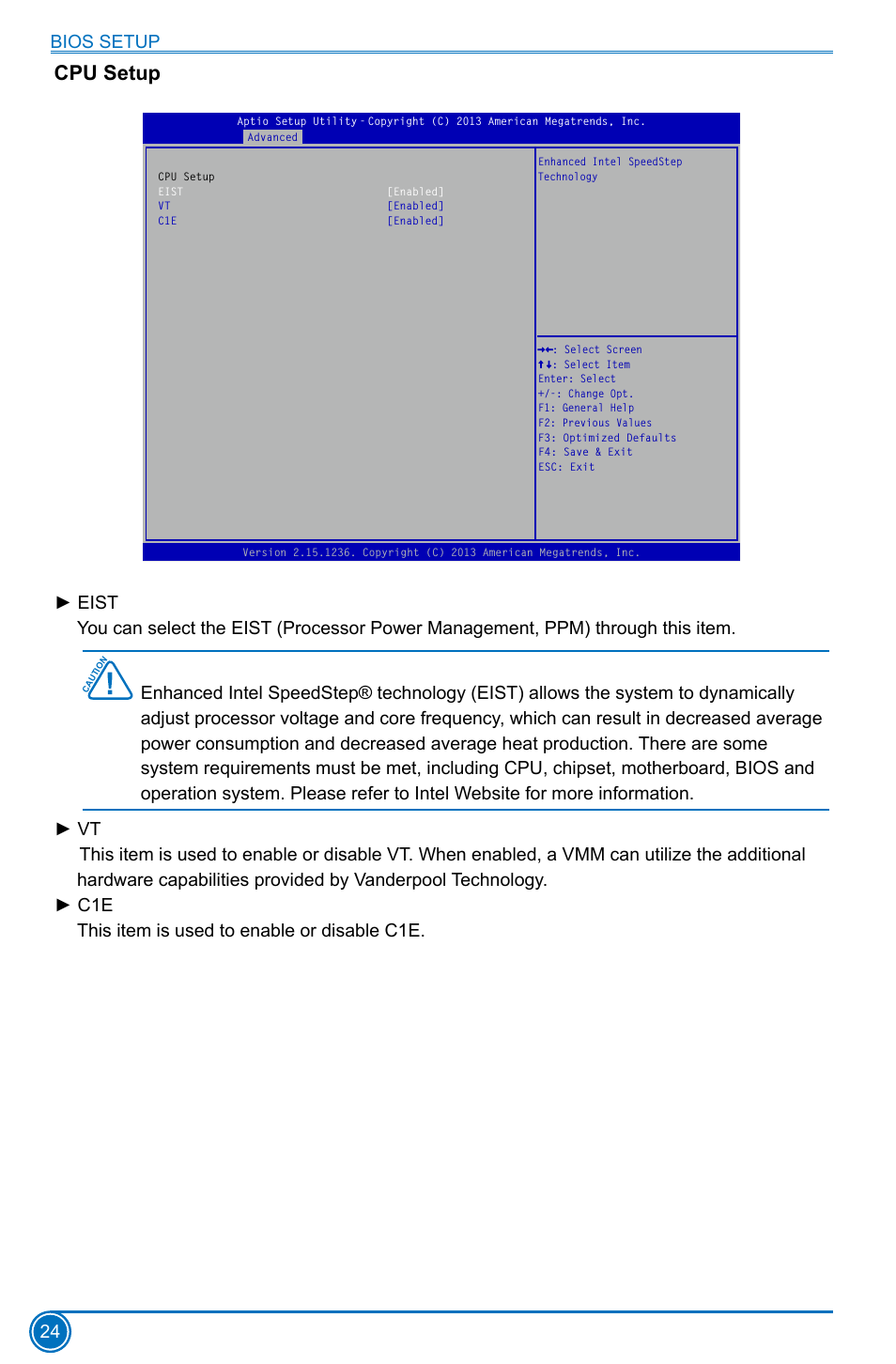 Cpu setup, Bios setup 24 | Foxconn H81MXV Series User Manual | Page 31 / 64