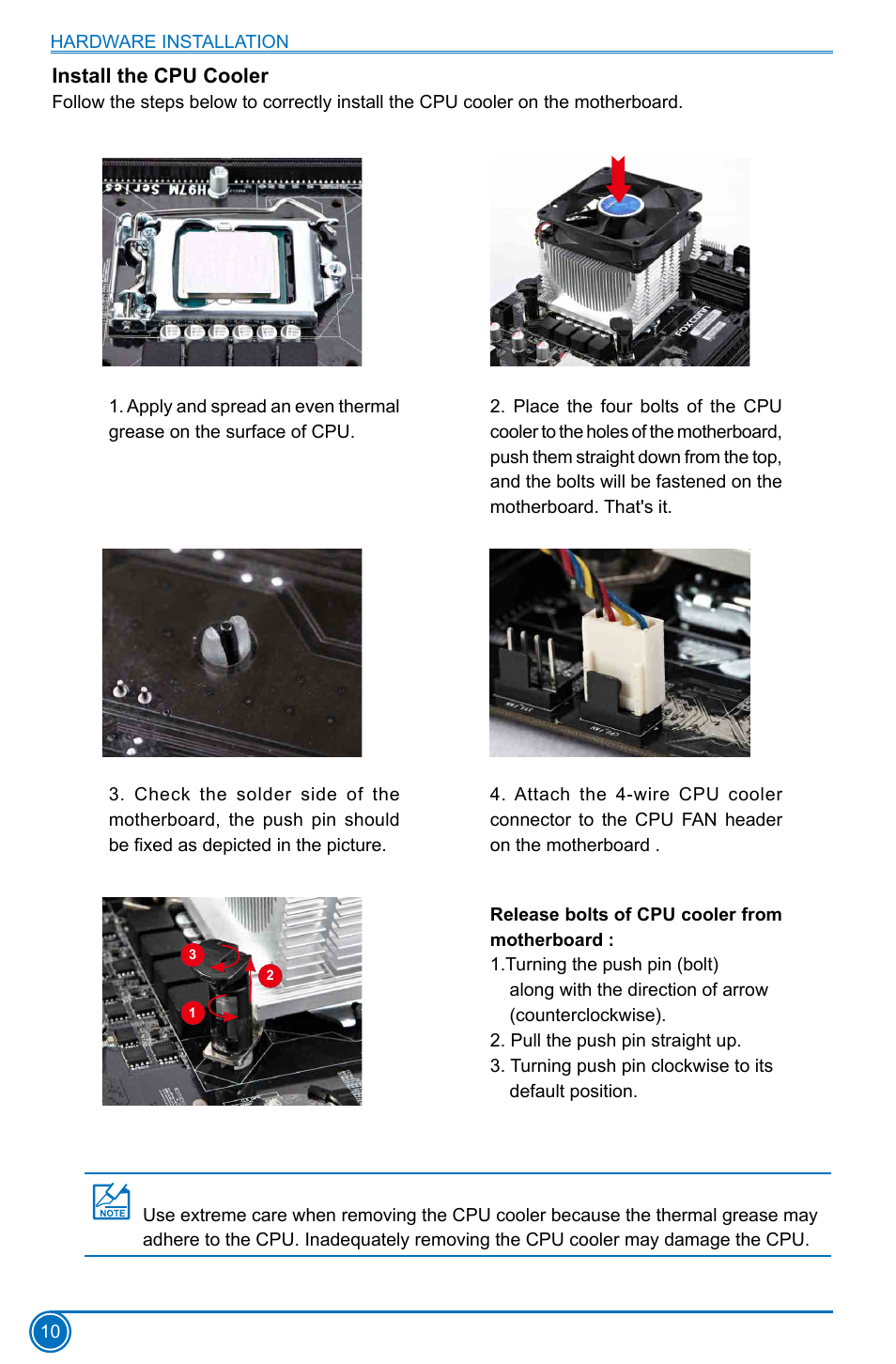 Install the cpu cooler | Foxconn H97M Plus User Manual | Page 17 / 81