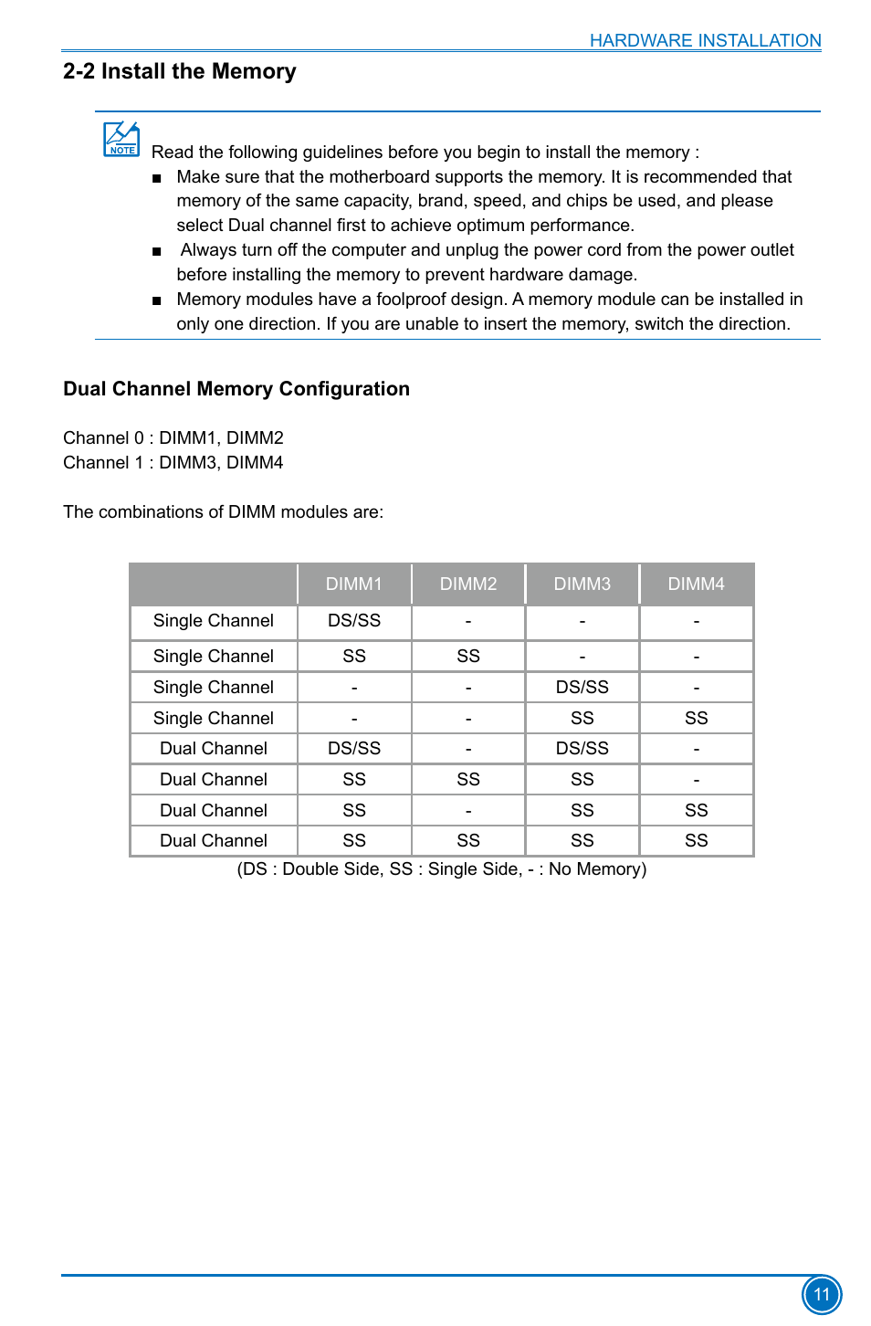 2 install the memory, Dual channel memory configuration | Foxconn H97M Plus User Manual | Page 18 / 81