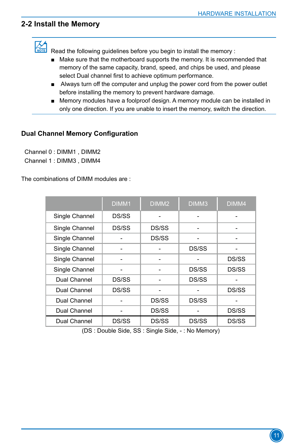 2 install the memory, Dual channel memory configuration | Foxconn B75M User Manual | Page 18 / 106