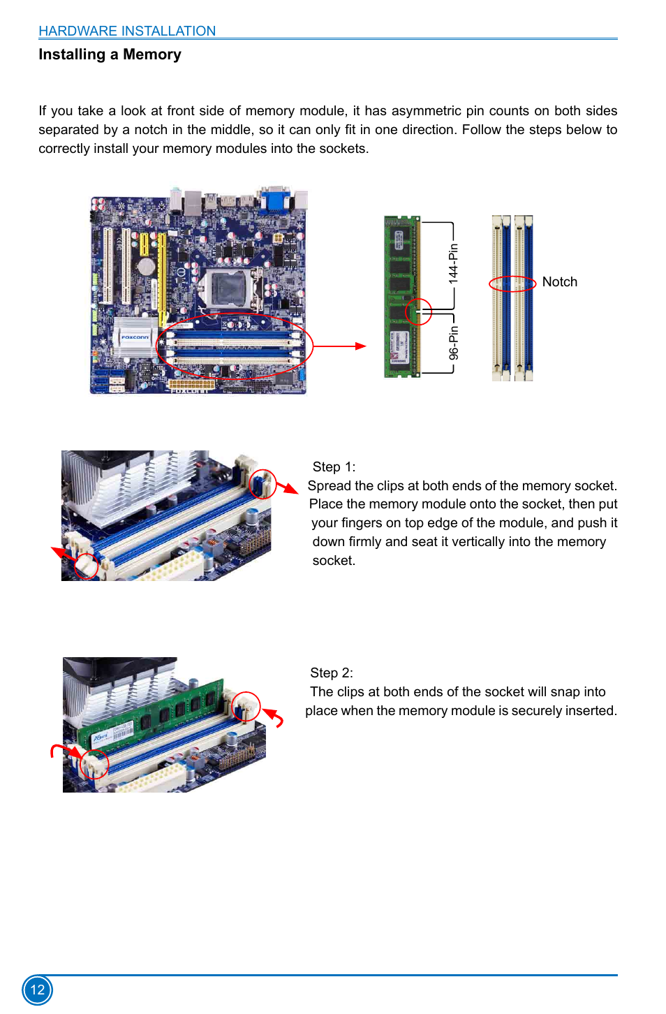 Installing a memory | Foxconn B75M User Manual | Page 19 / 106